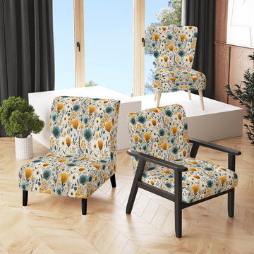 Yellow And Blue Nordic Blossom Serenity - Cottage Arm Chair